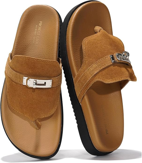 Project Cloud Genuine Leather Womens Sandals - Memory Foam Summer Sandals for Women 2025 - Slip o... | Amazon (US)