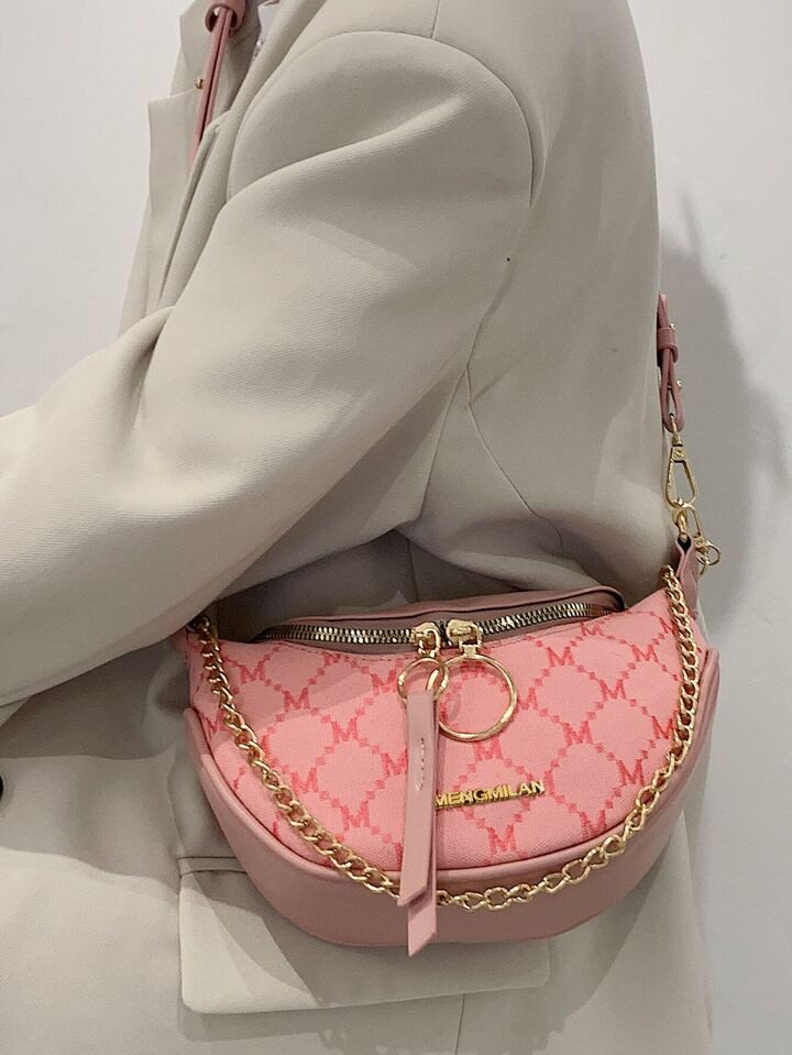 Letter Graphic Chain Shoulder Bag | SHEIN