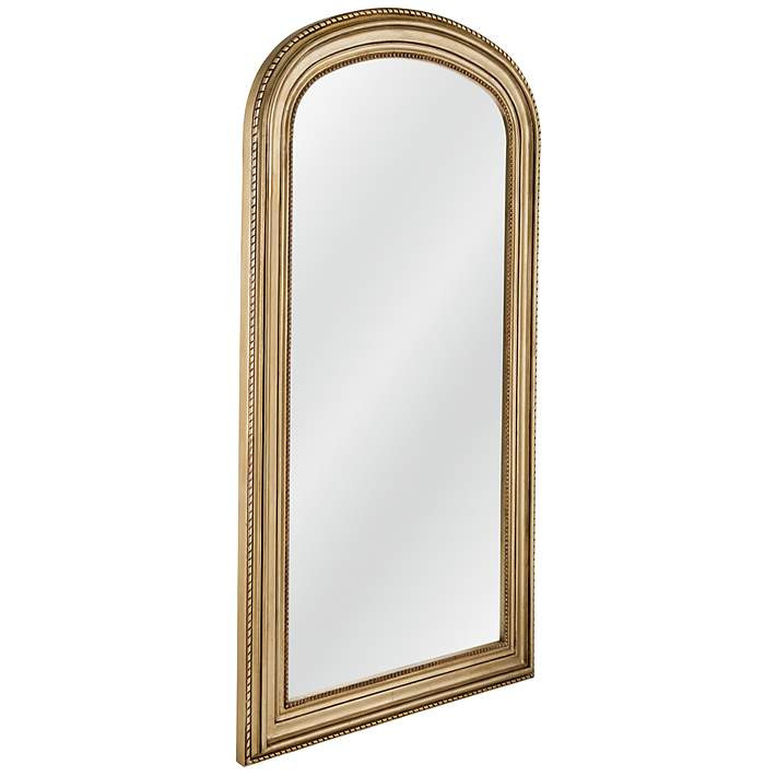 Baez Gold 42" x 78" Arched Top Floor Mirror | Lamps Plus