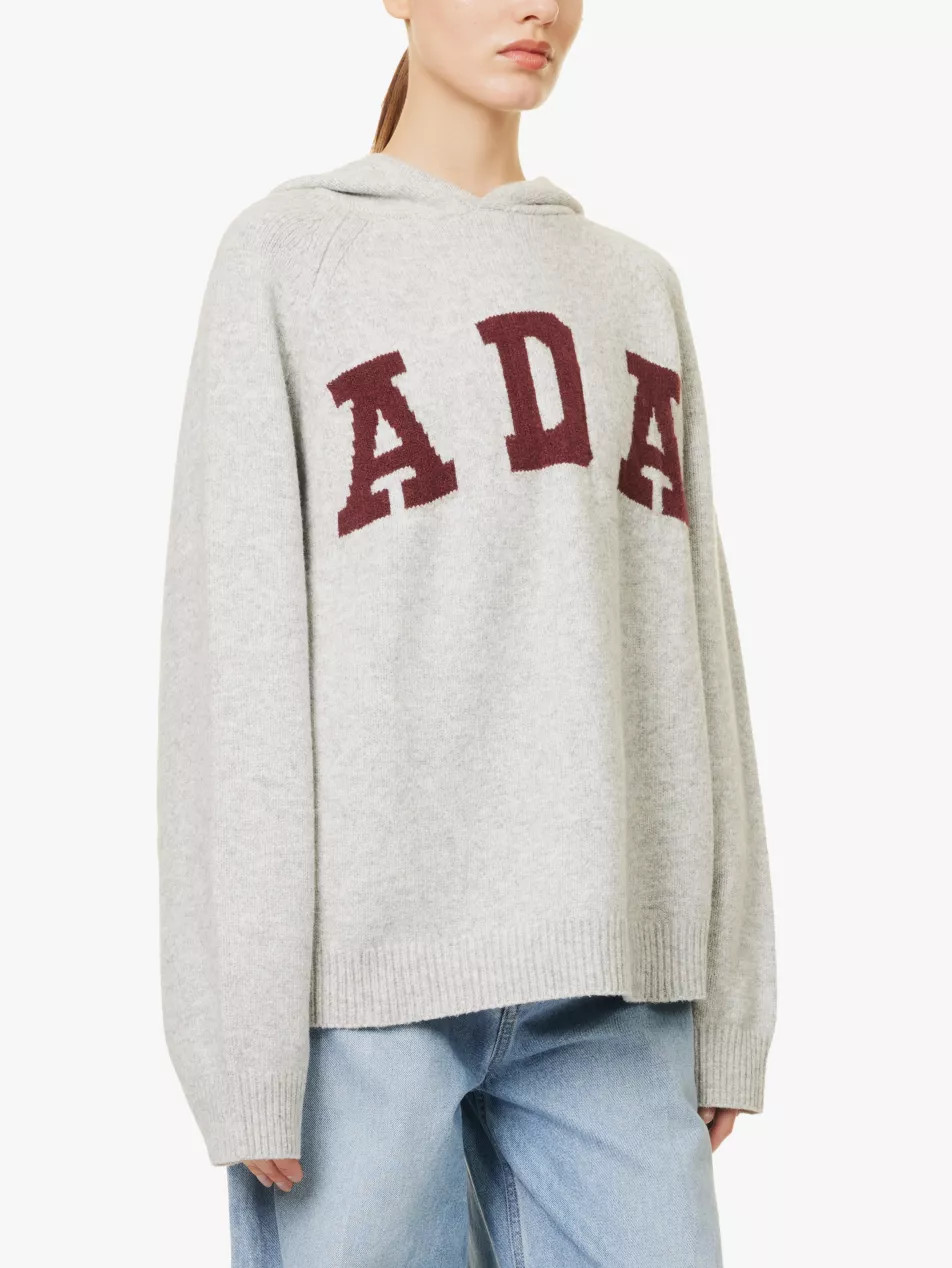 Varsity logo-intarsia oversized stretch-knit hoody | Selfridges