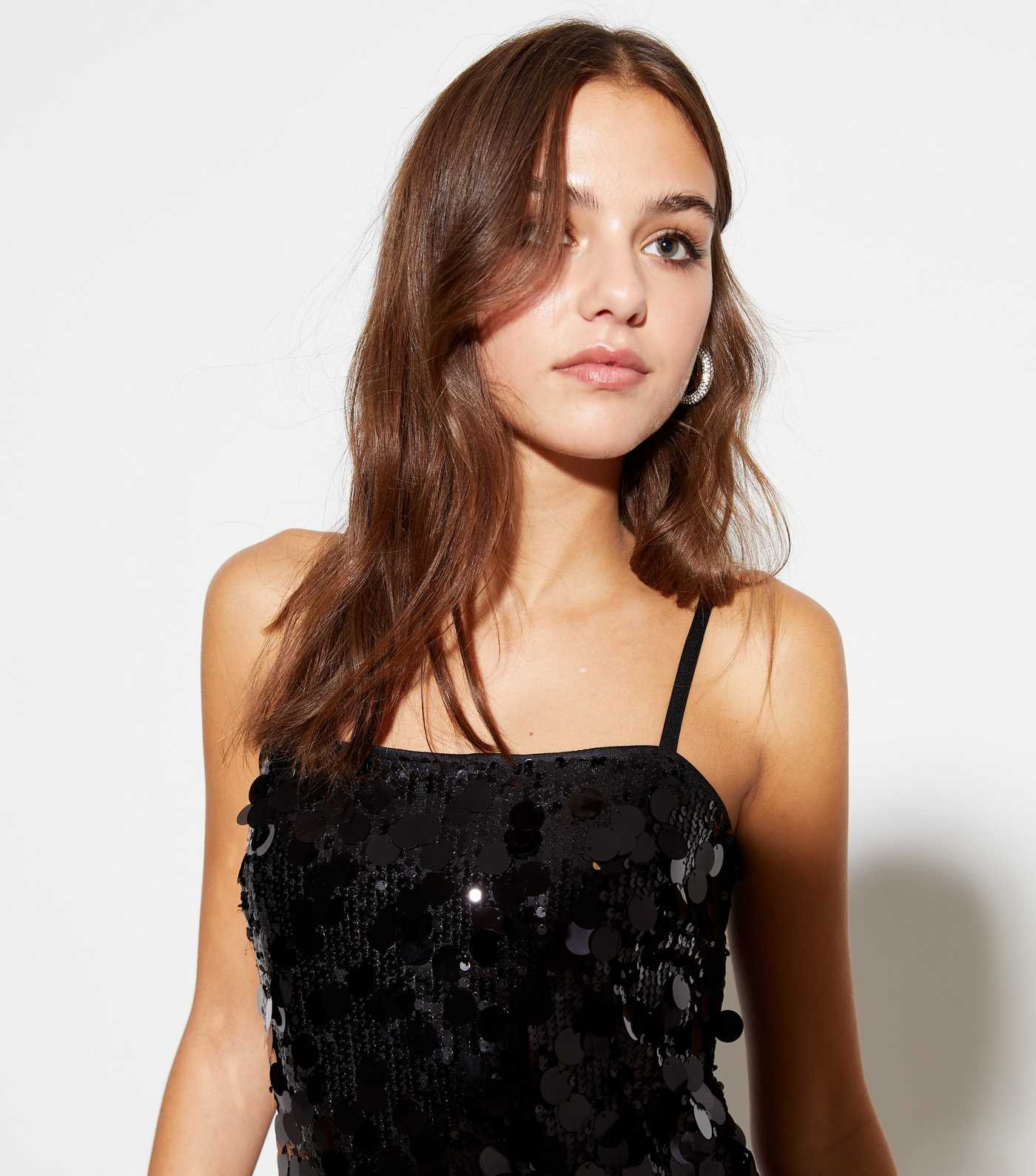 Black Sequin Strappy Mini Dress | New Look | New Look (UK)