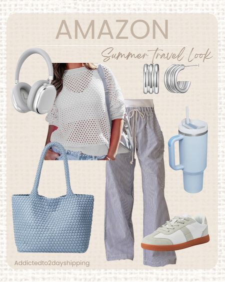 AMAZON- Summer travel look

I paired these blue and white drawstring loose casual fit stripe pants with a white crochet long sleeve crewneck sweater. I accessorized with neutral sneakers, a blue woven leather tote bag, a blue tumbler, silver hoop earrings and of course can’t forget some silver over the ear wireless headphones!



#LTKTravel #LTKStyleTip #LTKFindsUnder50