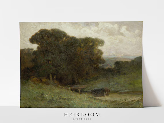 Antique Landscape Painting  FINE ART PRINTS  Vintage Green | Etsy | Etsy (US)