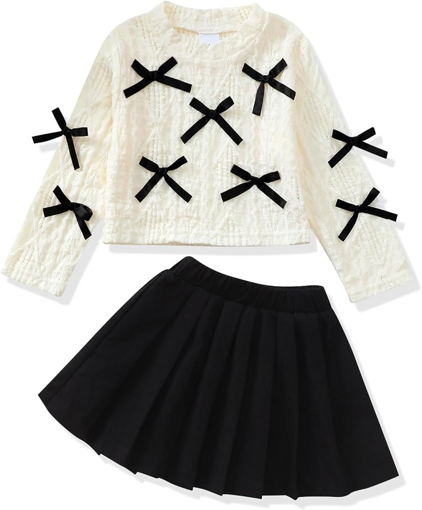 Renotemy Toddler Baby Girl Fall Winter Skirt Set Sweatshirt Pleated A-Line Dress Little Girls Clo... | Amazon (US)