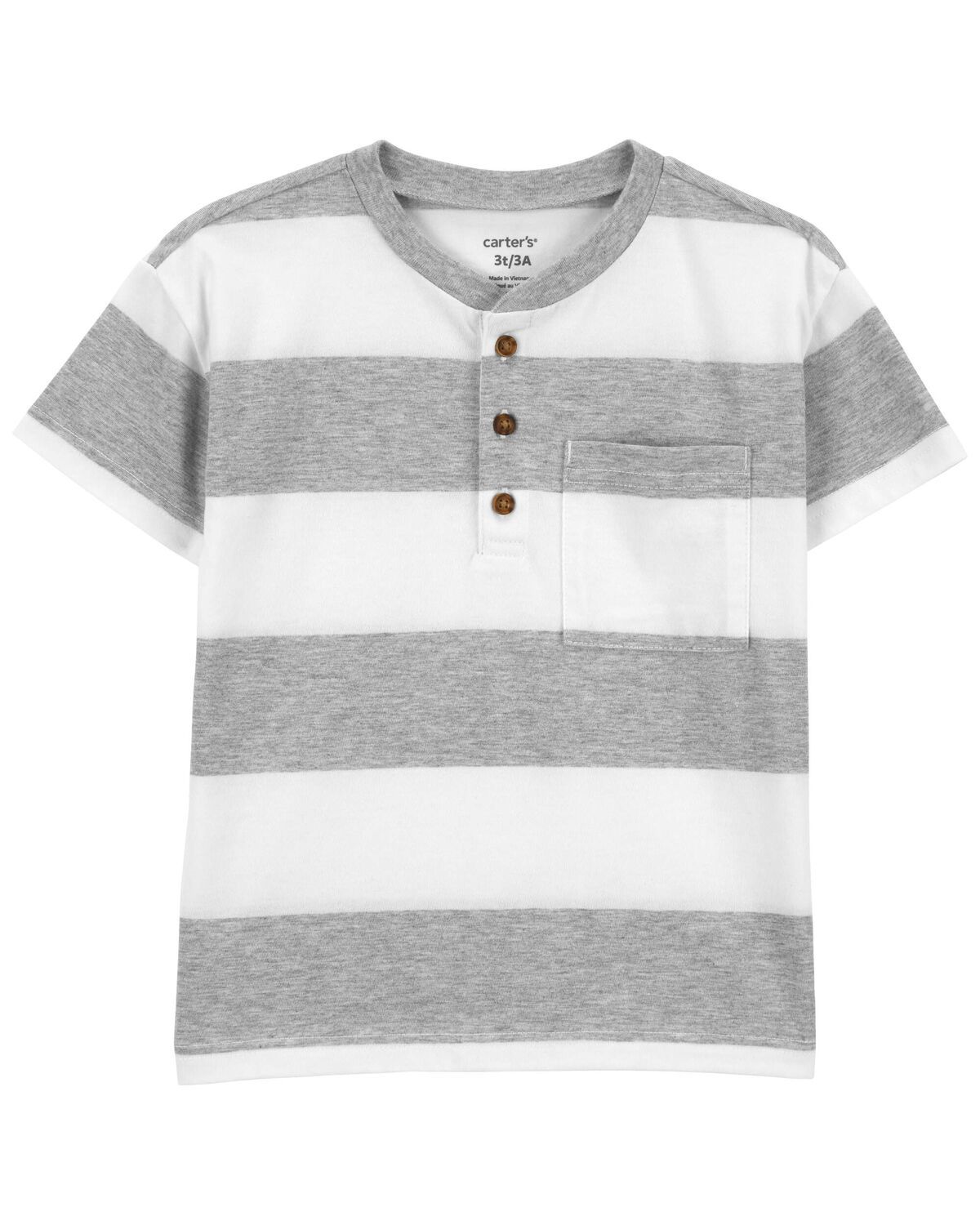 White/Grey Toddler Striped Jersey Henley | carters.com | Carter's
