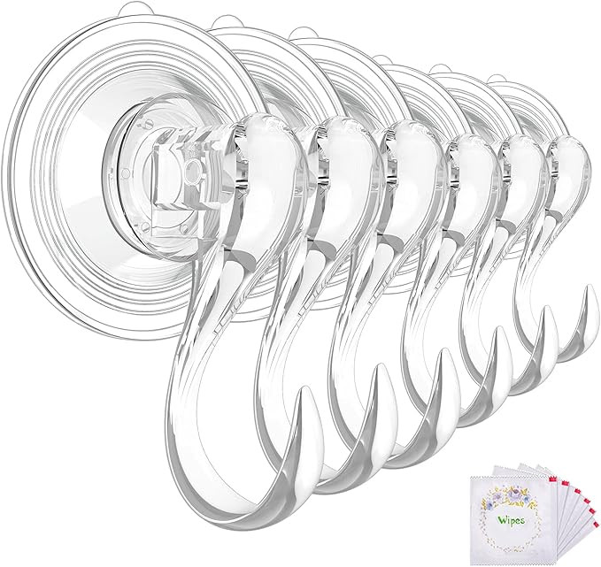 Suction Cup Hooks, VIS'V Small Clear Removable Heavy Duty Suction Hooks with Wipes Strong Window ... | Amazon (US)