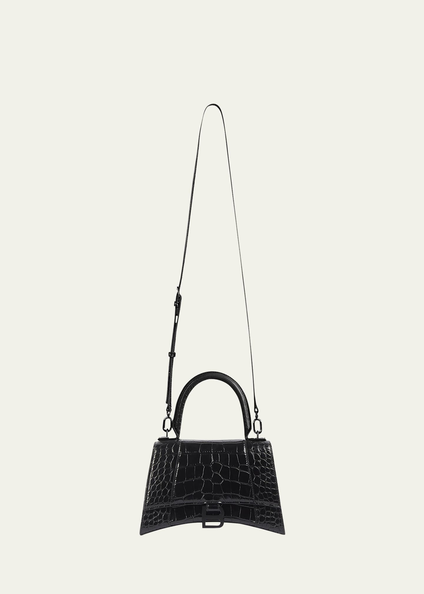 Balenciaga Hourglass XS Crocodile-Embossed Top Handle Bag | Bergdorf Goodman