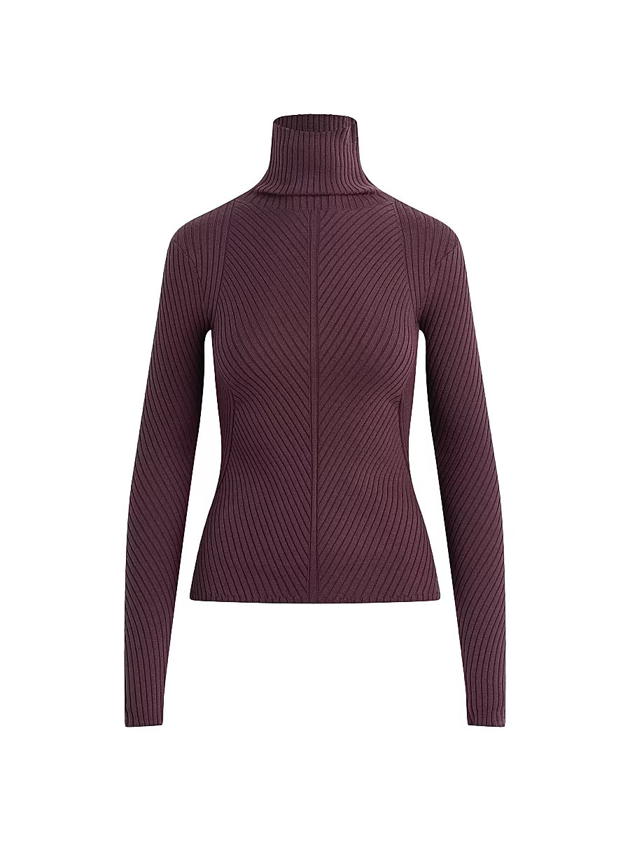 Women's The Be Your Girl Merino Wool-Blend Turtleneck Top - Burgundy Dahlia - Size Small | Saks Fifth Avenue