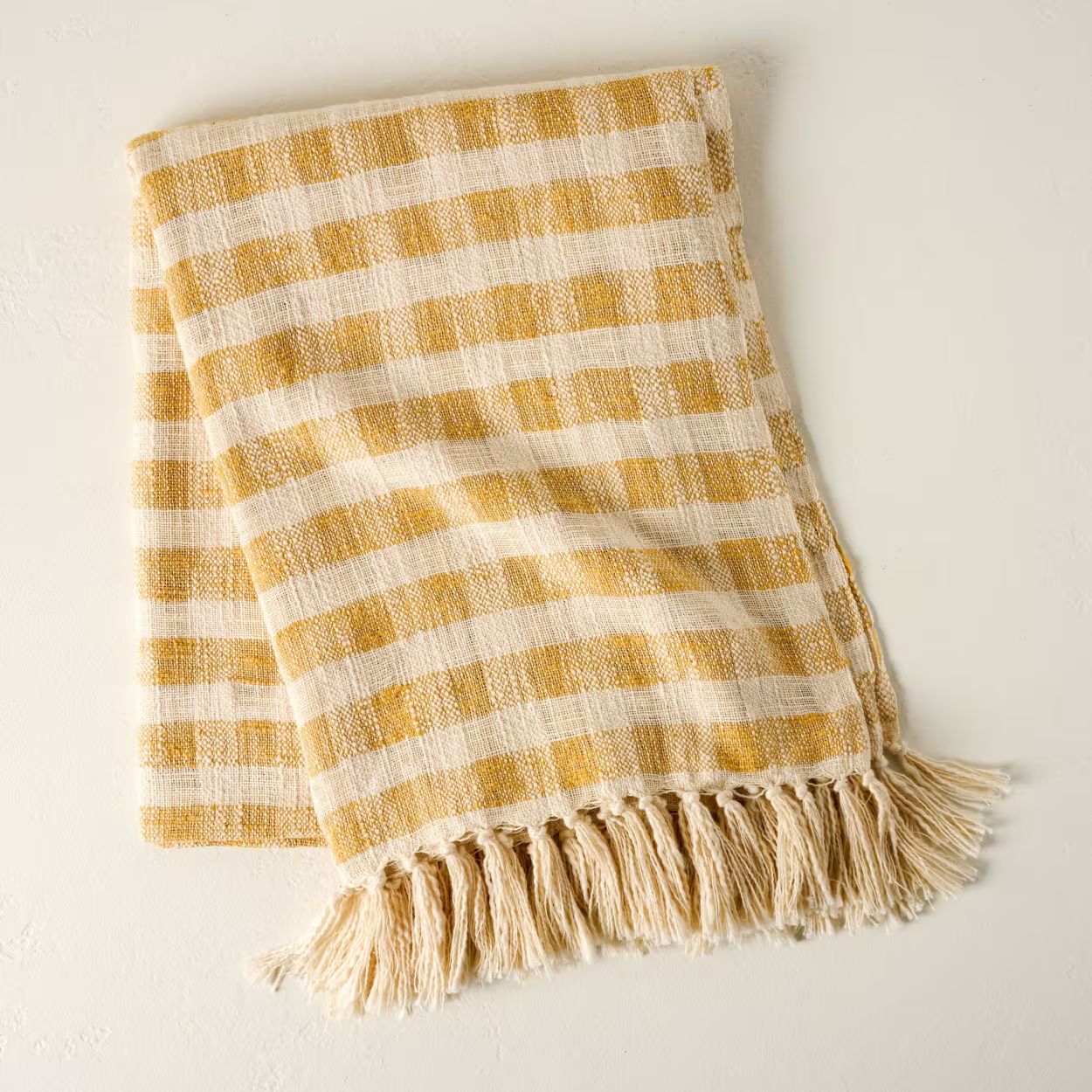 Yellow Gingham Tassel Blanket | Magnolia