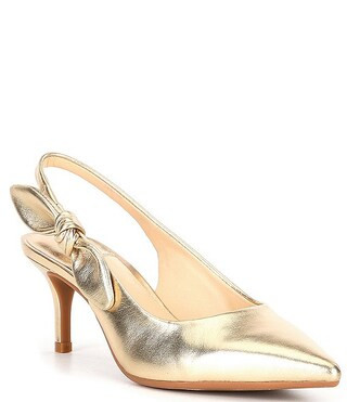 Aaileen Metallic Leather Slingback Bow Pumps | Dillard's