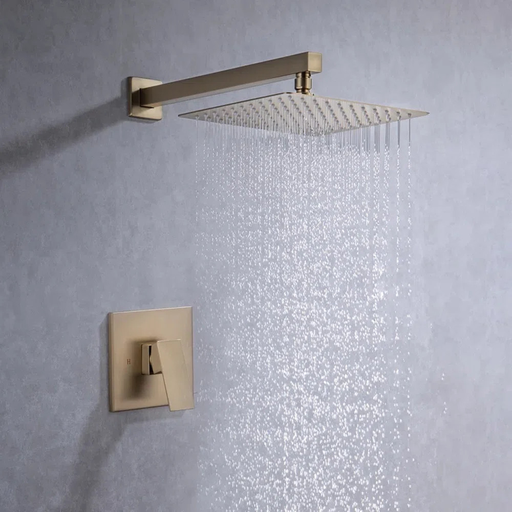 Square Pressure Balanced Complete Shower System With Rough-in Valve（black/brush Nickel/chrome/b... | Wayfair North America