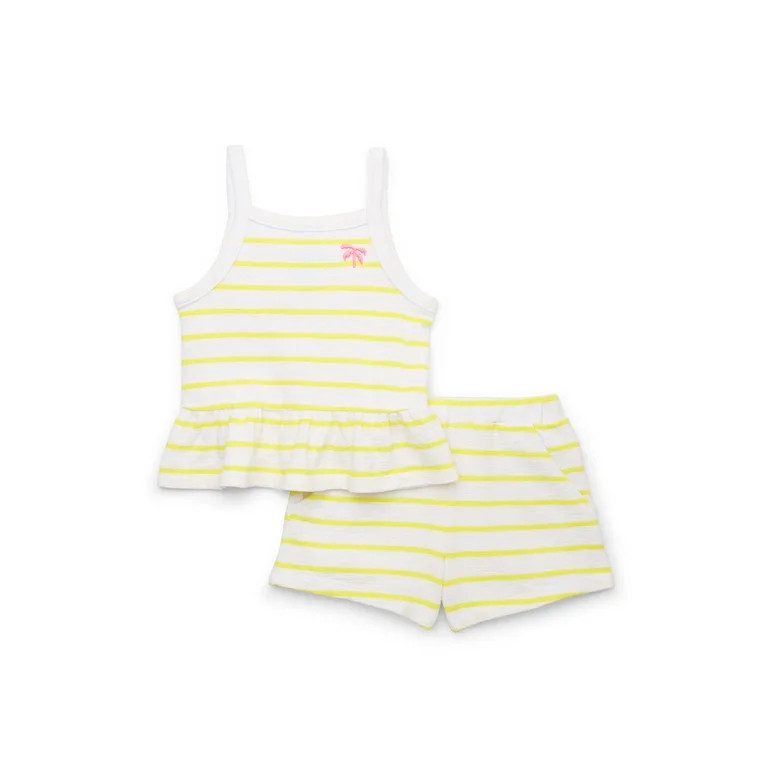 365 Kids from Garanimals Girls Peplum Tank Top and Shorts Outfit Set, 2-Piece, Sizes 4-10 | Walmart (US)