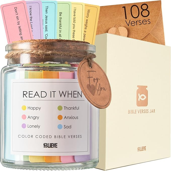 BLIEVE- Read Me When Bible Verses Jar For Daily Encouragement - Easter Basket Stuffers, Birthday ... | Amazon (US)
