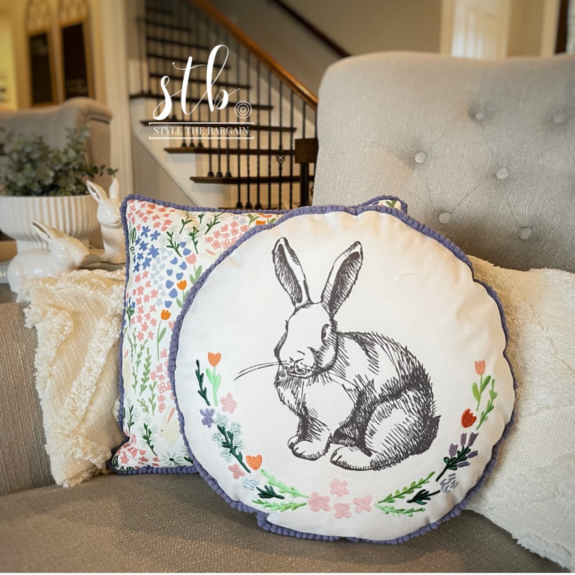 Easter pillows available in Bullseyes Playground. Linking my favorite chair, throw pillow, and throw here! #LTKSpringSale

#LTKhome #LTKSeasonal
