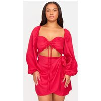 Plus Red Ruched Cut Out Dress | PrettyLittleThing US