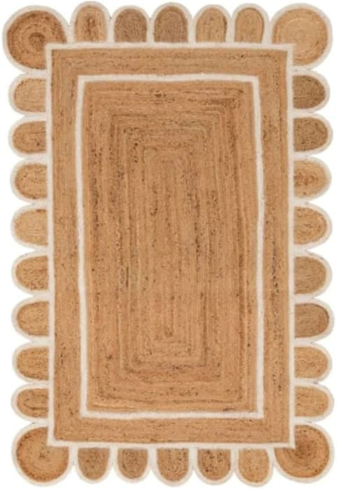 Scallop Pattern Jute Bohemian Area Rug (Off White, 2'x3') | Amazon (US)