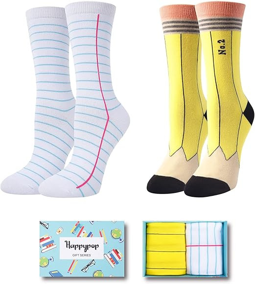 HAPPYPOP Nurse Pencil Teeth Dental Plant Reading Cactus Flag Socks for Women, Doctor Dentist Teacher | Amazon (US)