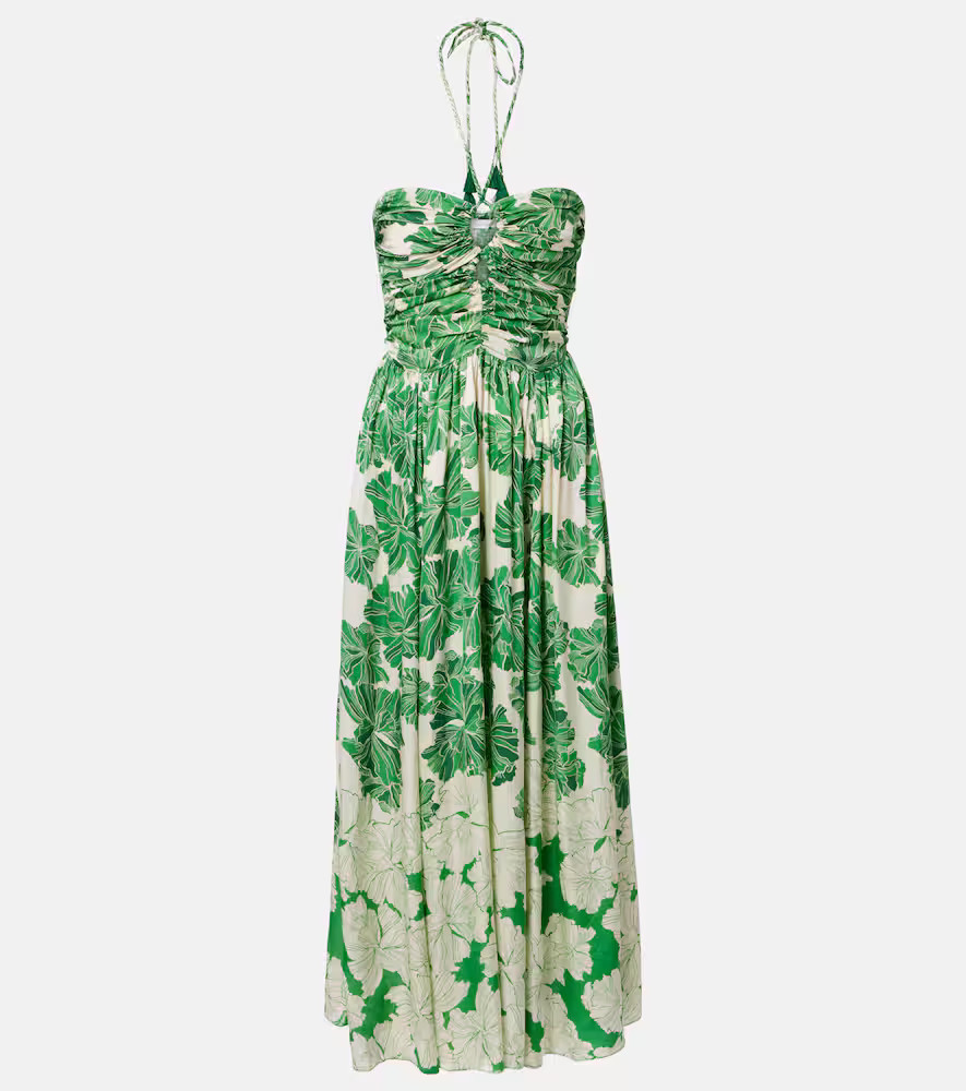 Poupette St Barth Avril floral halterneck satin maxi dress | Mytheresa (US/CA)