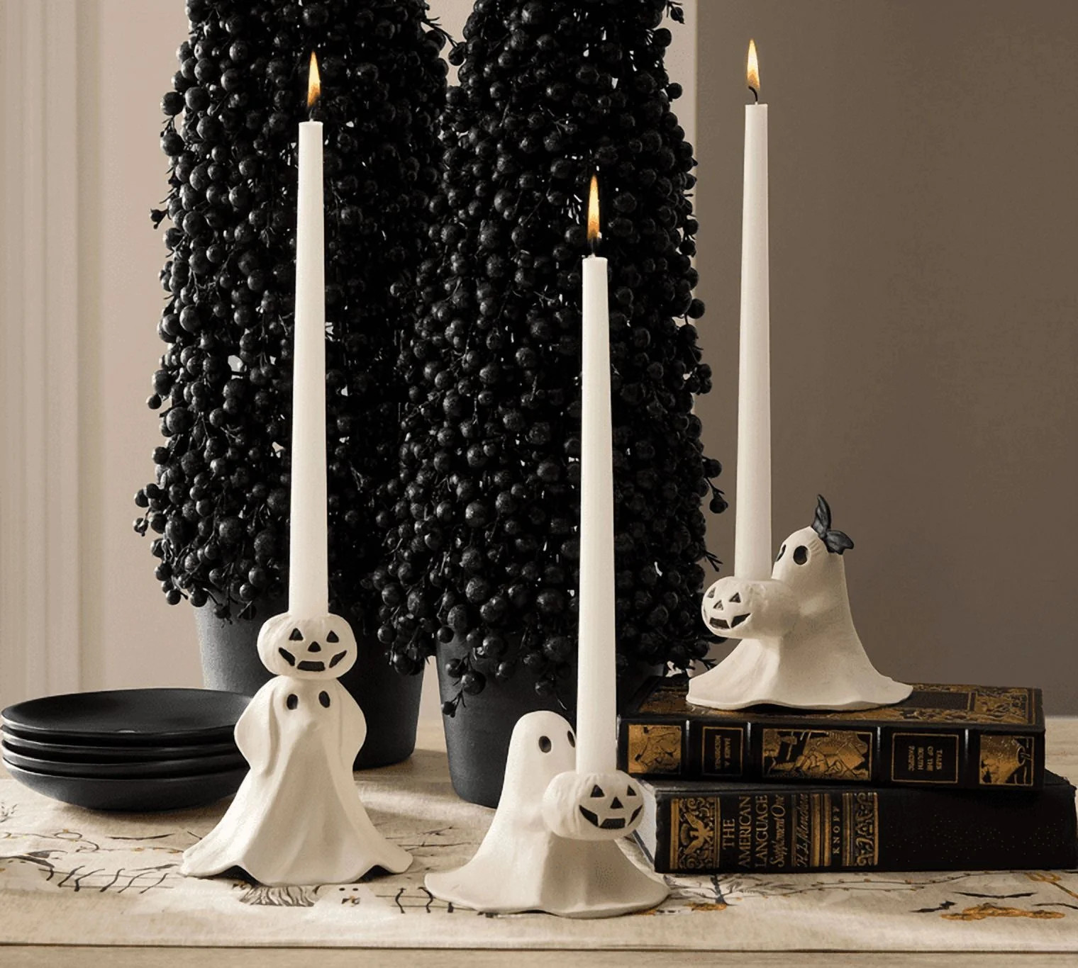 Set of 3 Cute Ghost With Pumpkin Jack O' Icon Candle Holder, Ghost Candle Stick Holders, Hallowee... | Walmart (US)