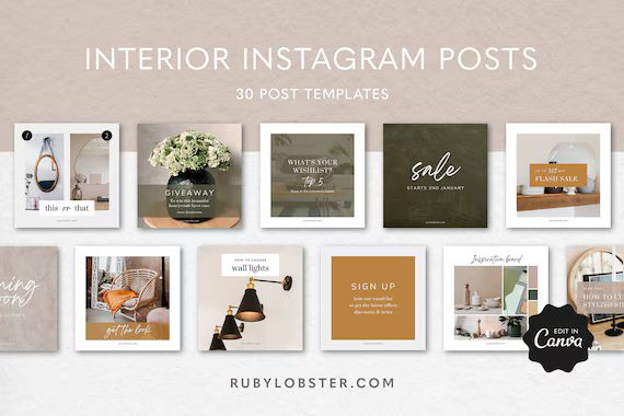 Interior Instagram Template, Social Media Post, Interior Design, Canva Gift Guide, Interior Home ... | Etsy (US)