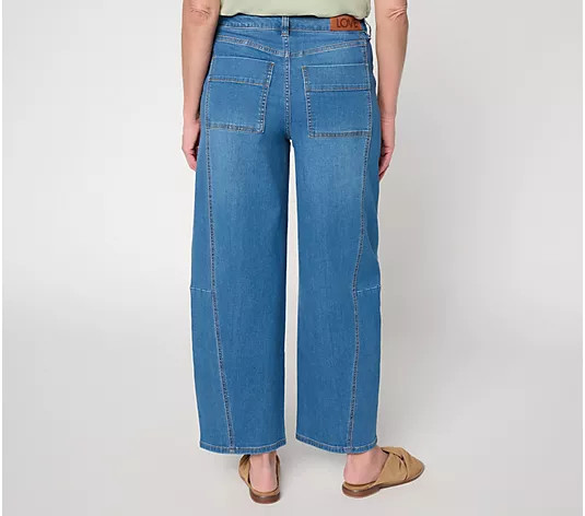 Make Your Selection: Peace Love World Regular Indigo Soft Barrel Motif Ankle Jeans | QVC