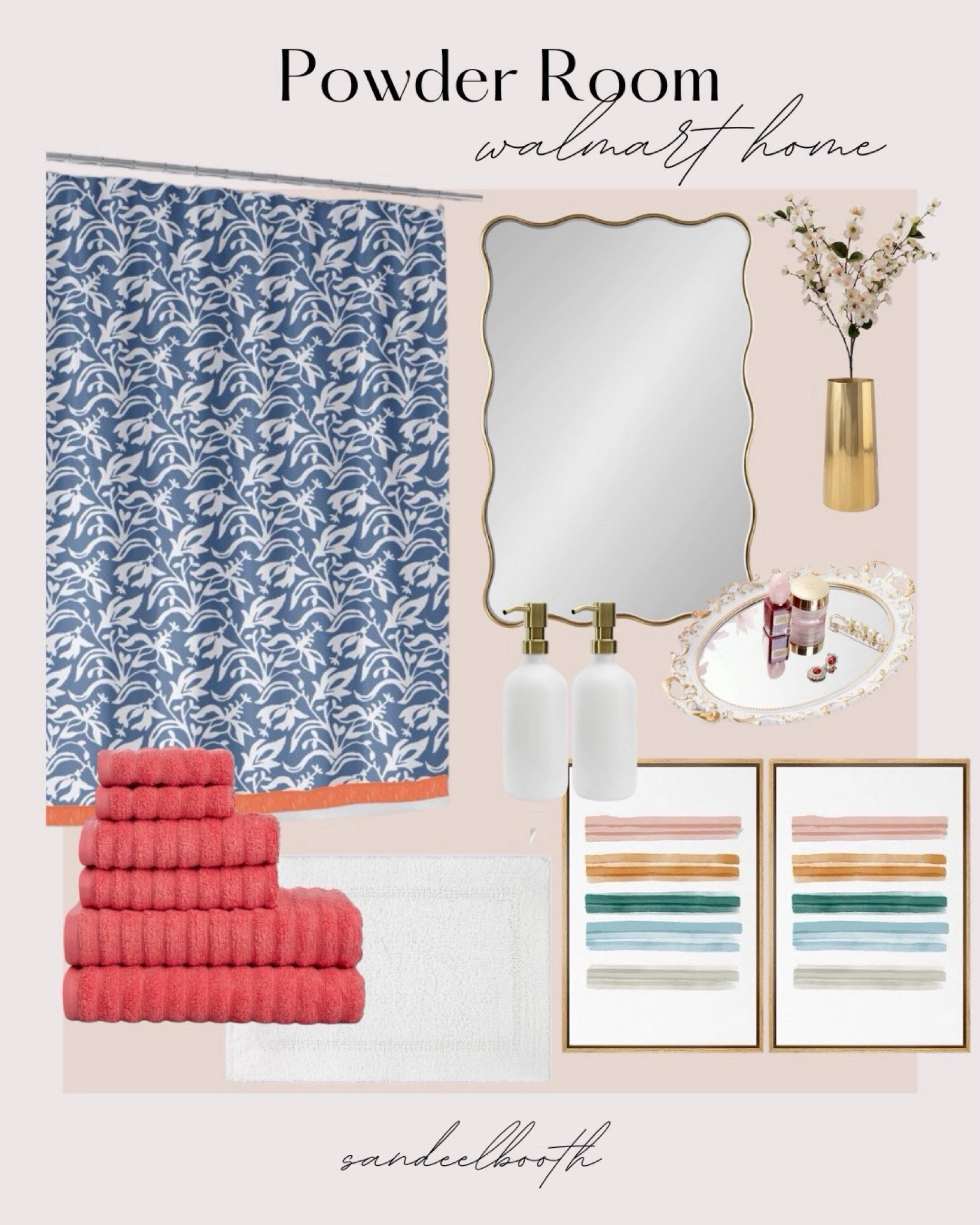 Coastal bathroom, scalloped decor, blue decor, white and gold decor, Walmart home decor

#LTKhome #LTKfindsunder50 #LTKstyletip