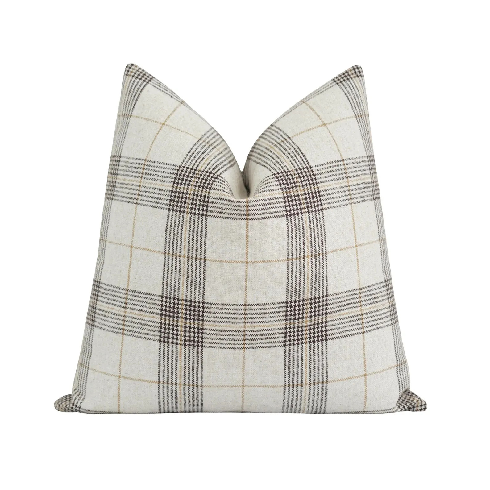 Neutral Woven Plaid Pillow Cover • Ivory, Tan and Brown Check • Cozy Autumn Accent for Farmho... | Etsy (Global)