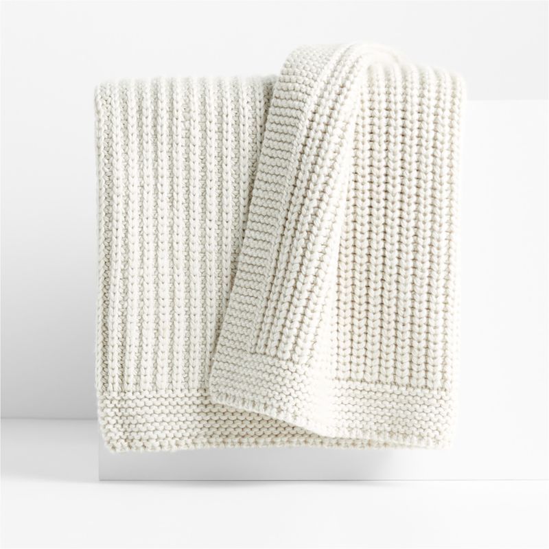 Arctic Ivory Wool Blend 70''x55" Fisherman Knit Throw Blanket + Reviews | Crate & Barrel | Crate & Barrel