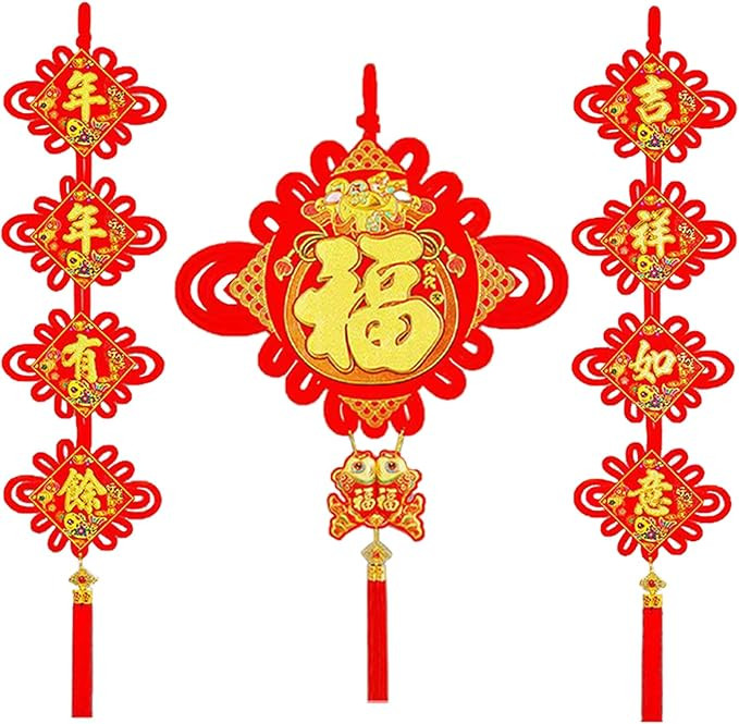 JIUHKQK Chinese New Year Decorations 2025 Hanging Ornaments Chinese Knot Tassel Lucky Fu for Spri... | Amazon (CA)