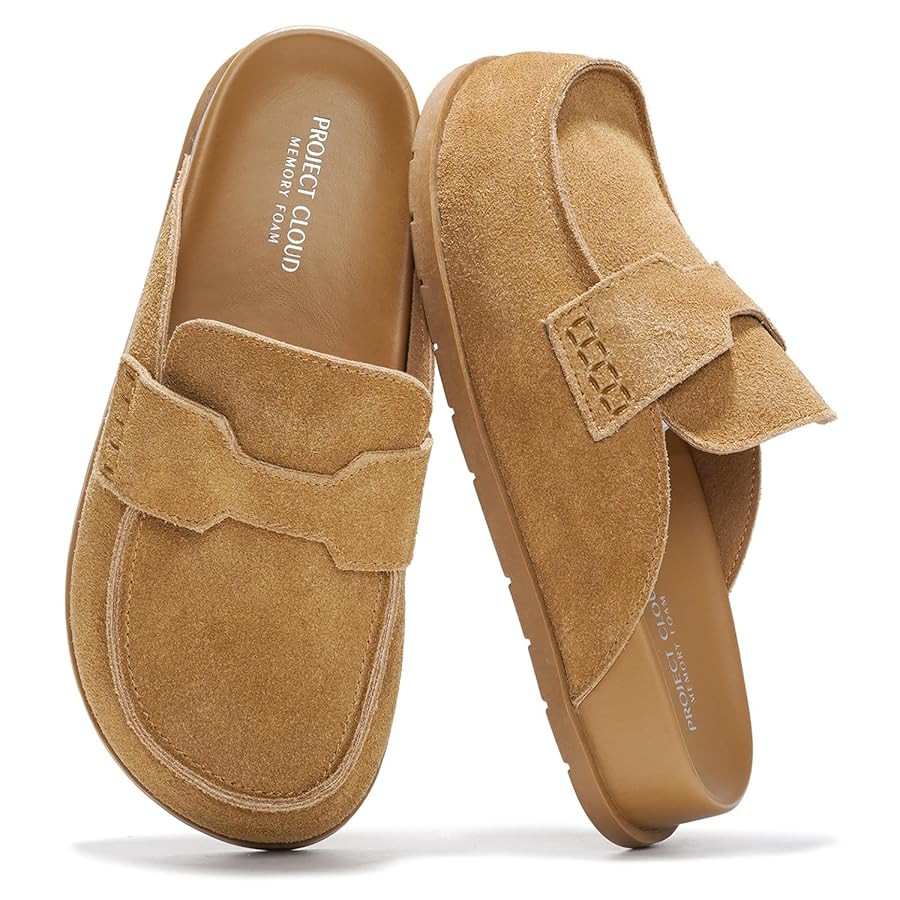 Project Cloud Genuine Suede Womens Clog - Memory Foam Arch Support Non-Slip Sole Mules & Clogs fo... | Amazon (US)
