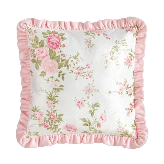 Urban Shop 16"x16" Floral Ruffle Decorative Throw Pillow, White, Home Decor | Walmart (US)