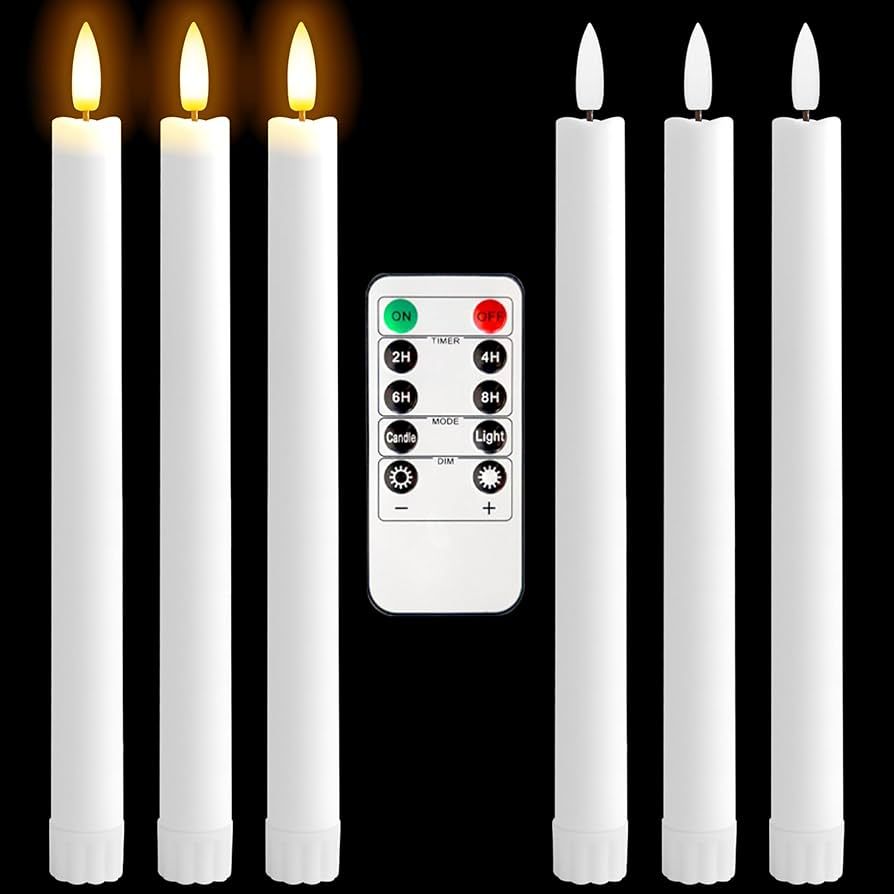 3D Black Wick Led Battery Operated Flameless Taper Candles Light with Remote Timer, Electric Fake... | Amazon (US)