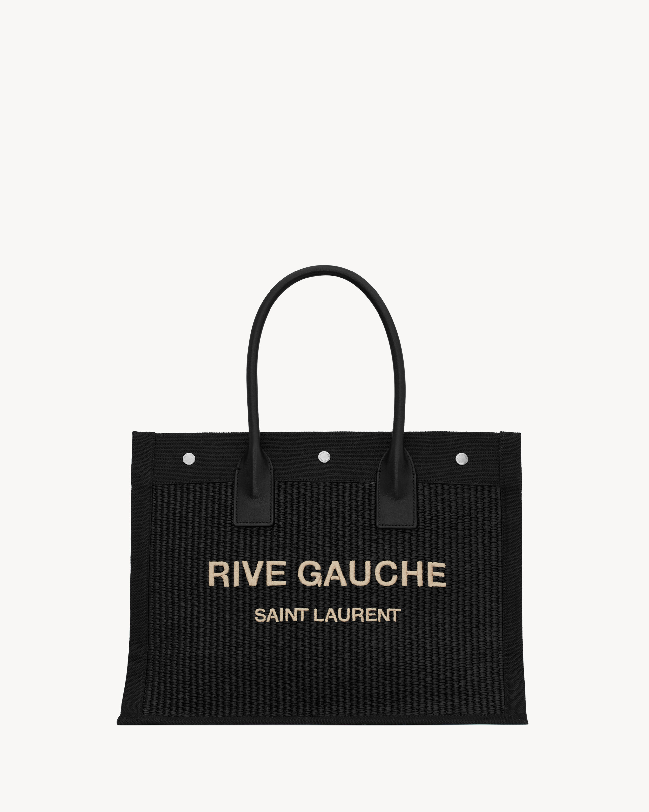 rive gauche small tote bag in raffia and leather | Saint Laurent Inc. (Global)