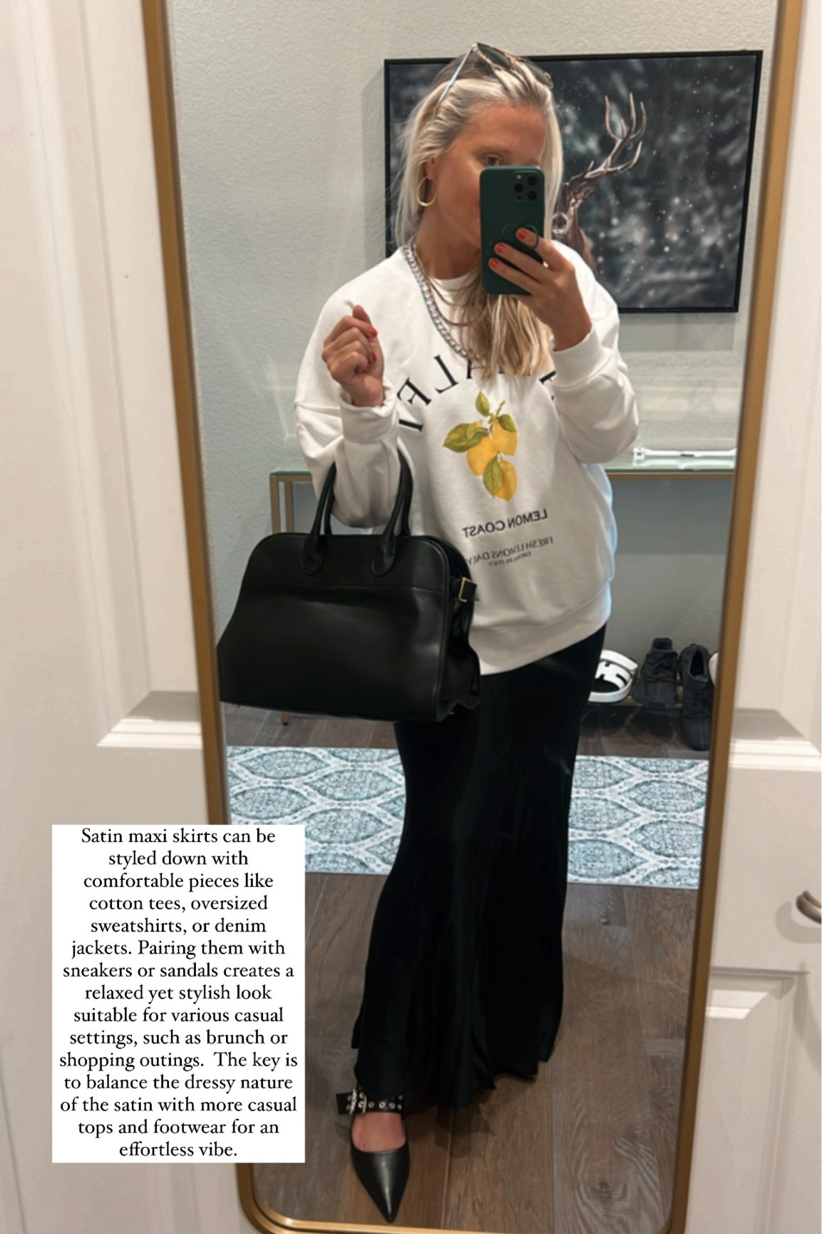 over 40 midsize fall outfit
Styling a satin maxi skirt for the day.

Satin maxi skirts can be styled down with comfortable pieces like cotton tees, oversized sweatshirts, or denim jackets. Pairing them with sneakers or sandals creates a relaxed yet stylish look suitable for various casual settings, such as brunch or shopping outings. The key is to balance the dressy nature of the satin with more casual tops and footwear for an effortless vibe.

"Helping You Feel Chic, Comfortable and Confident." -Lindsey Denver 🏔️ 


#Nordstrom  #tjmaxx #marshalls #zara  #viral #h&m   #neutral  #petal&pup #designer #inspired #lookforless #dupes #deals  #bohemian #abercrombie    #midsize #curves #plussize   #minimalist   #trending #trendy #summer #summerstyle #summerfashion #chic  #oliohant #springdtess  #springdress #tuckernuck 

#LTKMidsize #LTKFindsUnder50 #LTKOver40