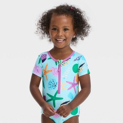 Toddler Girls' Seashell One Piece Swimsuit - Cat & Jack™ Blue | Target