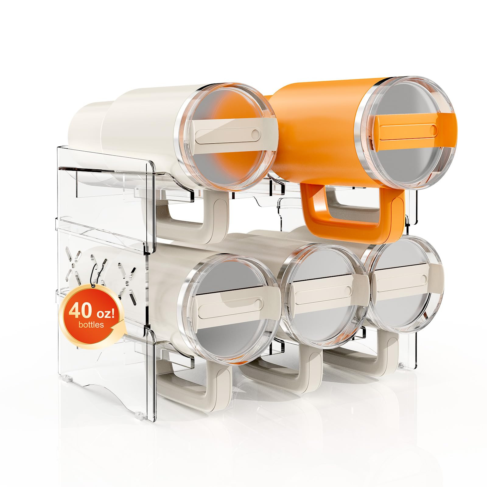 JYPS Water Bottle Tumbler Organizer，Stackable Stanley 40oz with Handle Cup Organizer, Large Water Bottle Holder Stanley Cup Accessories for Pantry Cabinet Kitchen Organizers and Storage(6-Bottle) | Amazon (US)