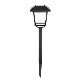 Hampton Bay Terrace Park 10 Lumen Black LED Weather Resistant Outdoor Solar Path Light with Plast... | The Home Depot