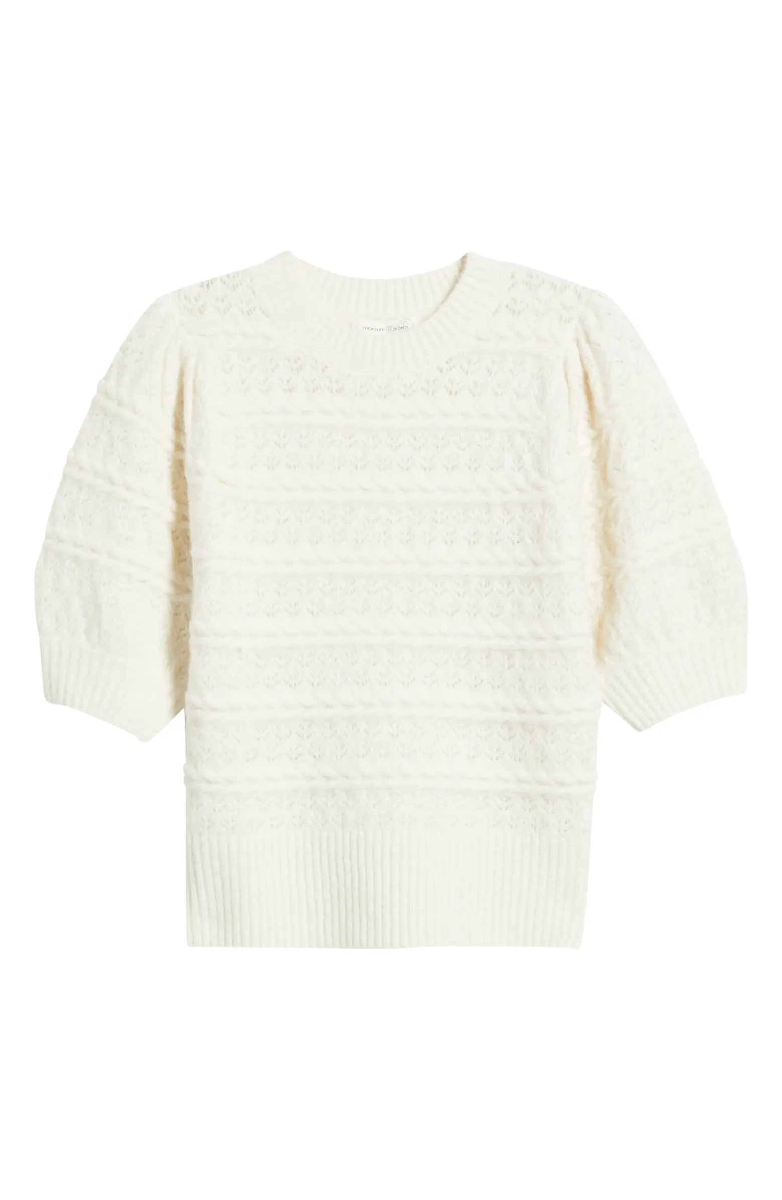 Puff Sleeve Cable Knit Sweater | Nordstrom