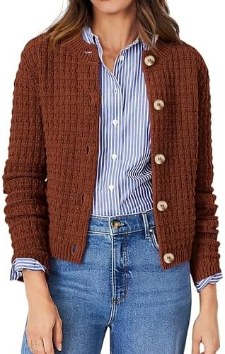 PRETTYGARDEN Women's Knit Cardigan Sweaters Casual Long Sleeve Open Front Button Down Trendy Jack... | Amazon (US)