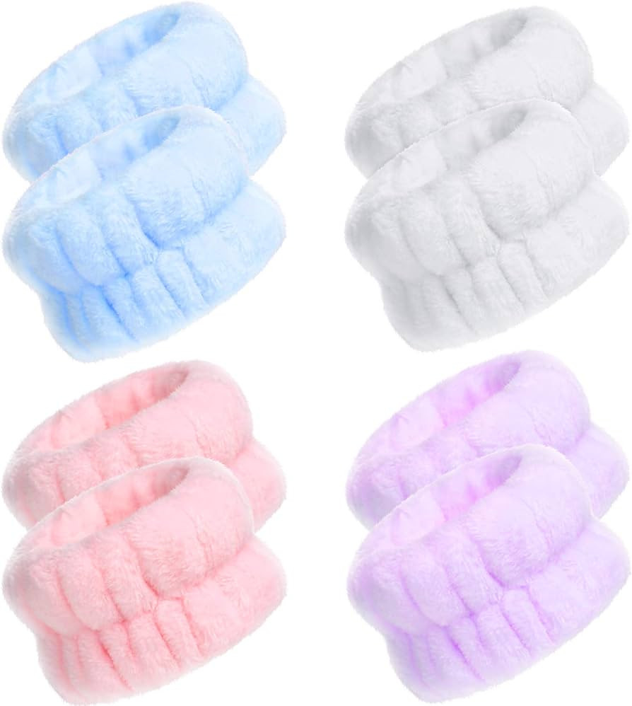 4 Pairs Wrist Spa Washband Microfiber Wrist Wash Towel Band Wristband Scrunchies for Washing Face... | Amazon (US)
