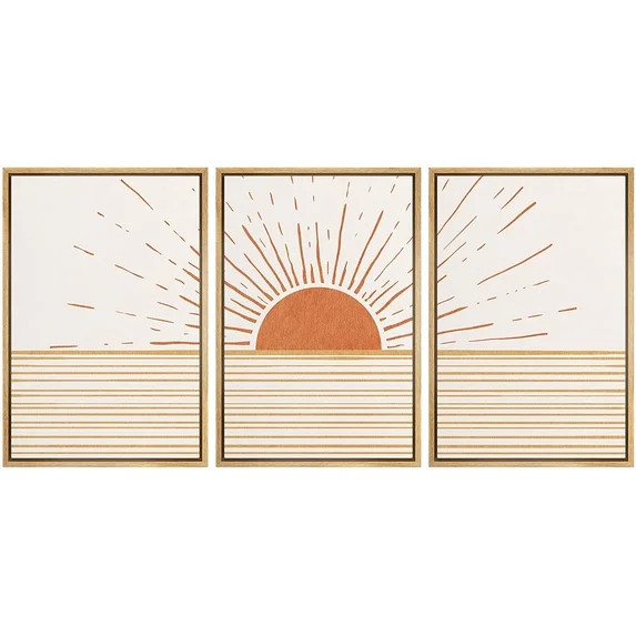 wall26 Framed Canvas Print Wall Art Set Mid-Century Ocean Sunset Sun Horizon Nature Abstract Illu... | Walmart (US)