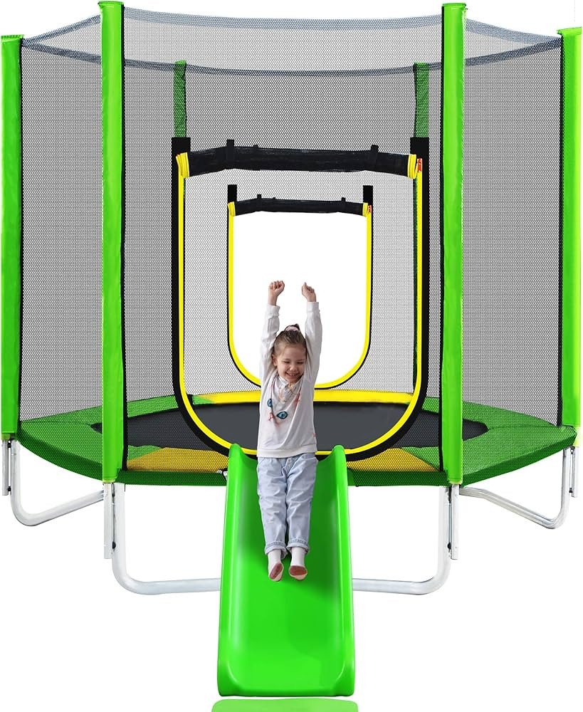 Merax 7ft Kids Trampoline with Slide,Enclosure Net and Ladder, Climb ‘n Slide Small Toddler Tra... | Amazon (US)