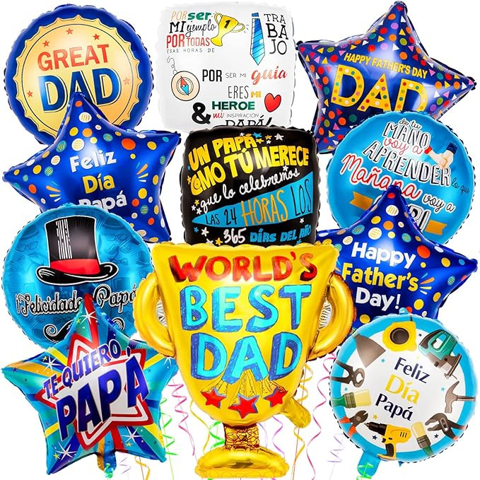 Happy Father's Day Balloons, 11Pcs Premium Aluminum Foil Fathers Day Balloons, Large Size Best Da... | Amazon (US)