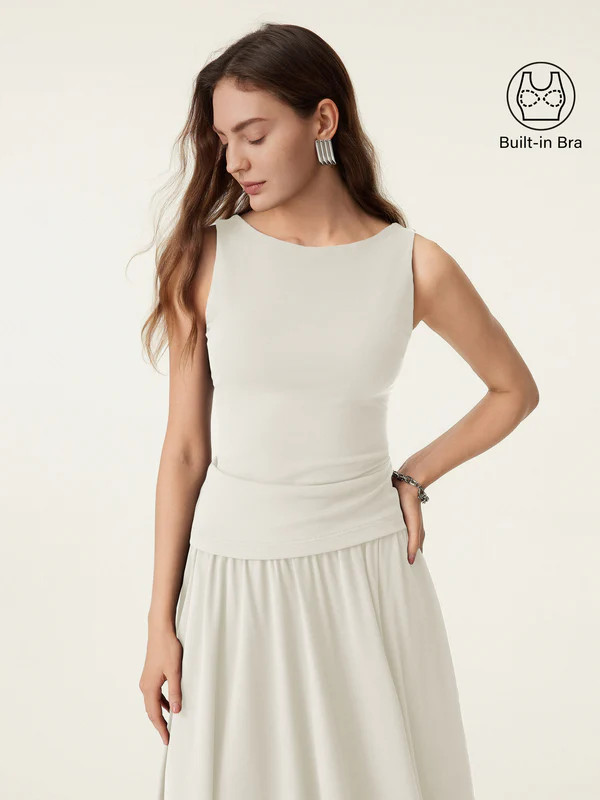 Stretch Cotton Boatneck Bra Tank | OGLmove