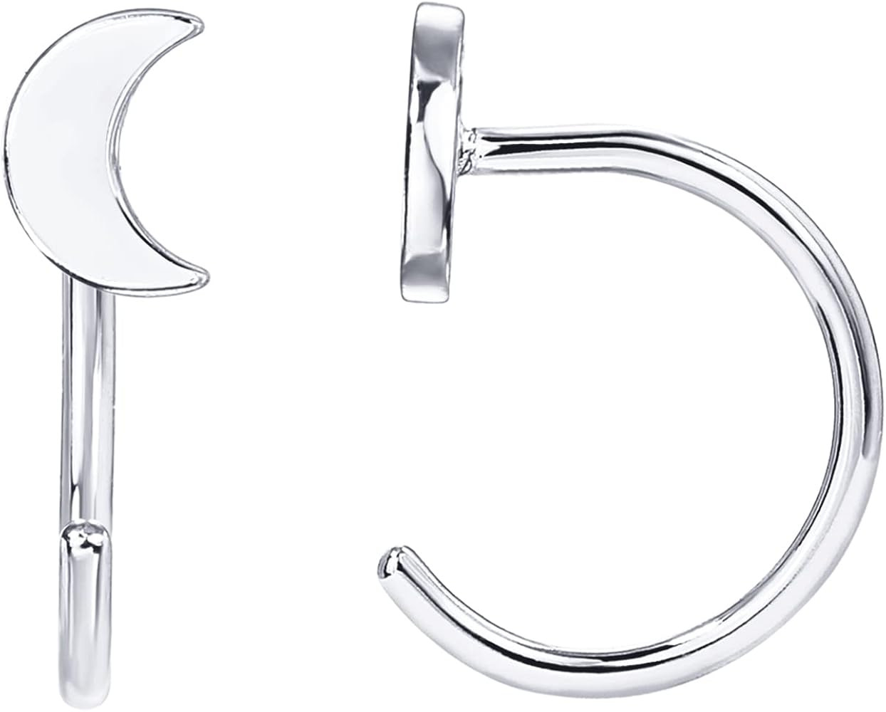 PAVOI 925 Sterling Silver Huggie Half Hoop Earrings | Hypoallergenic Minimalist Tiny Cartilage Ea... | Amazon (US)