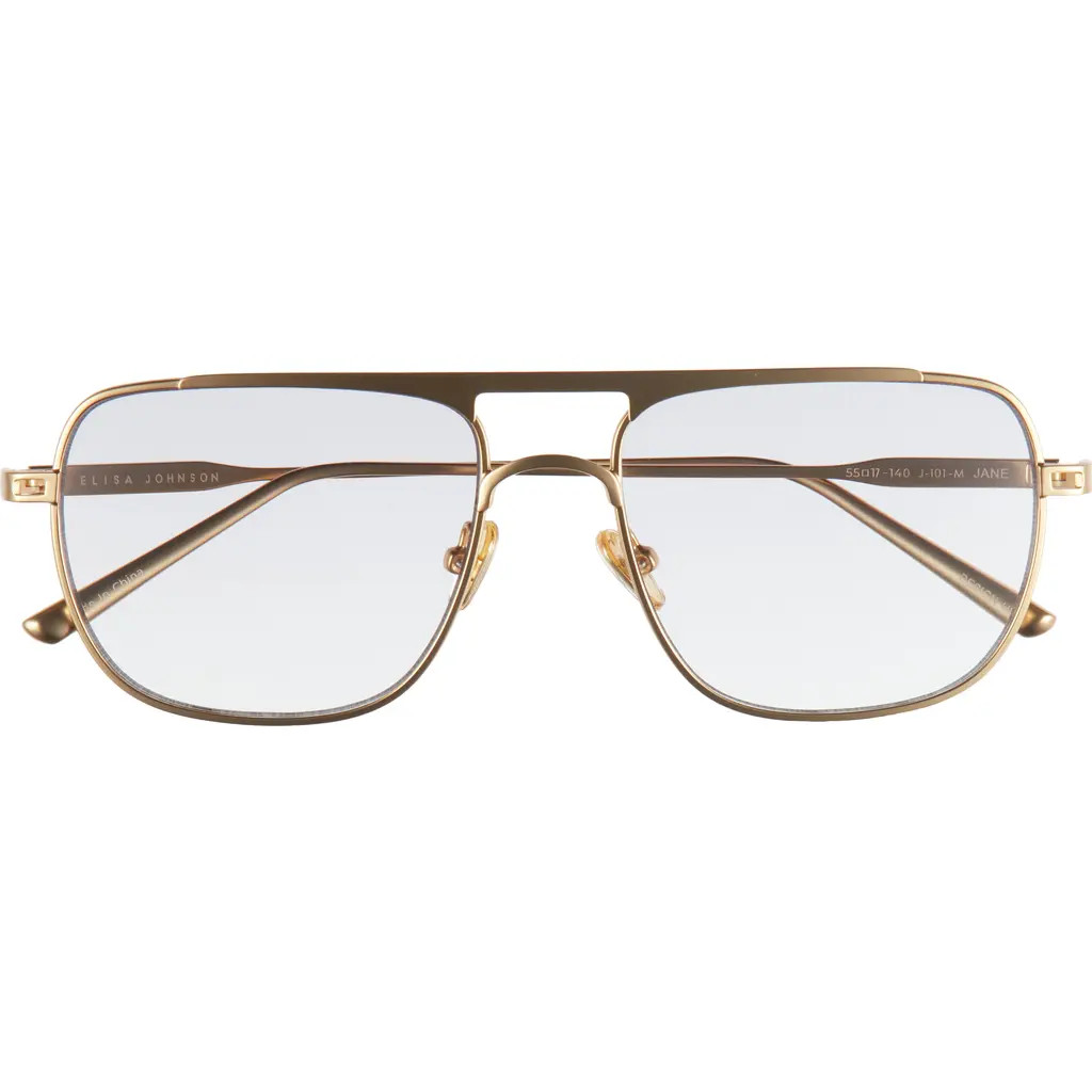 Elisa Johnson Jane 54mm Flat Top Navigator Sunglasses in Gold Metal at Nordstrom | Nordstrom