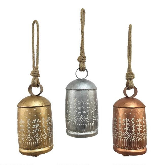 Metallic Iron Bell Hanging Decor Set of 3 | World Market