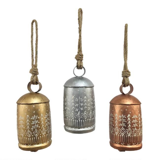 Metallic Iron Bell Hanging Decor Set of 3 | World Market