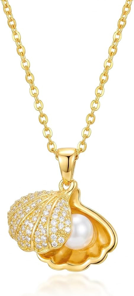 Gold Necklace for Woman, Stainless Steel Elegant Pendant Necklace, Cubic Zirconia Pendant, A Styl... | Amazon (US)
