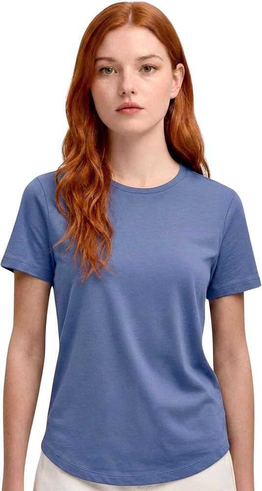 MON CHOU Women’s 100% Organic Peruvian Pima Cotton Crew Neck T-Shirt Relaxed Fit Short Sleeve C... | Amazon (US)